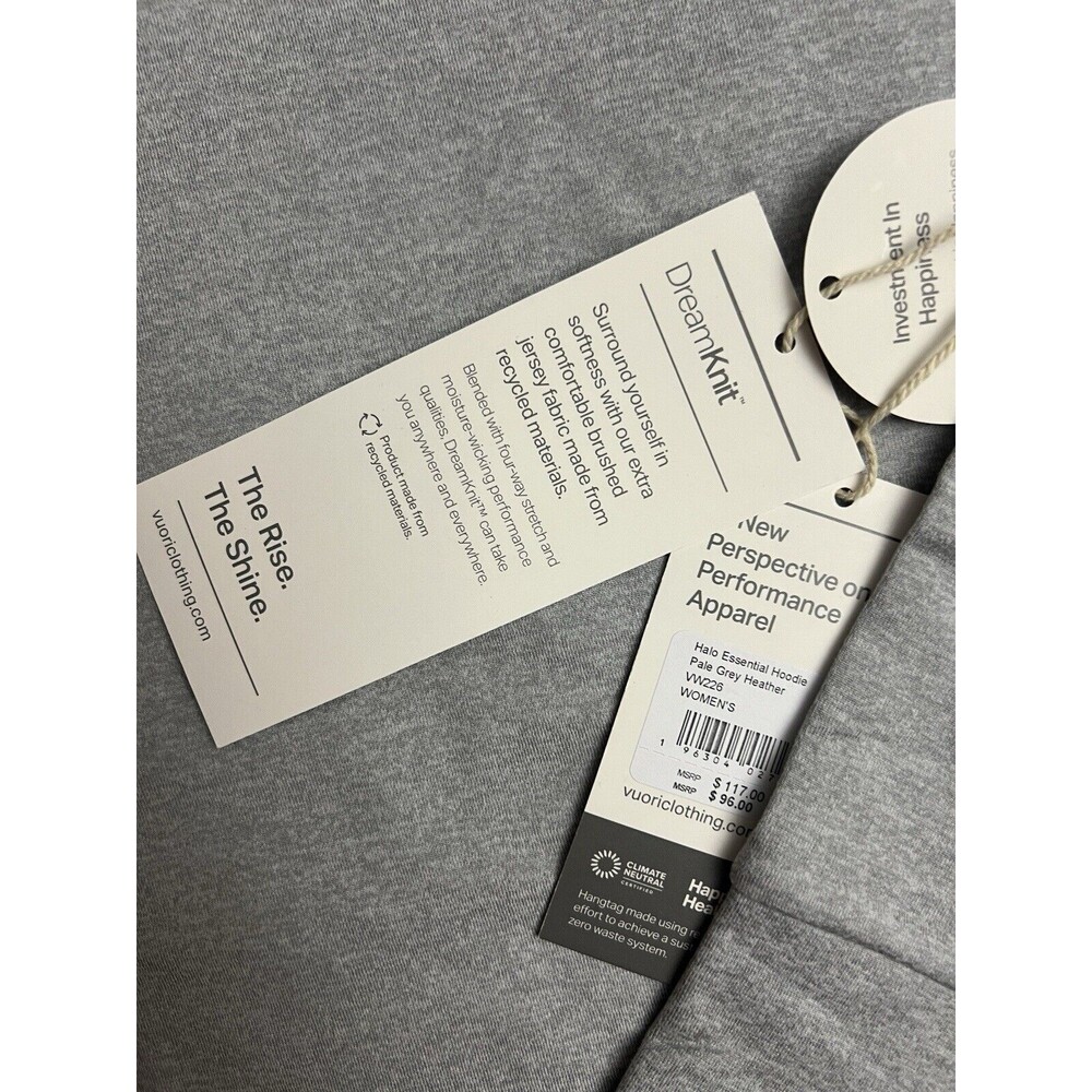 Vuori Womens Essential Halo Hoodie Pullover Pale Grey Heather Medium New $96 - Picture 2 of 4